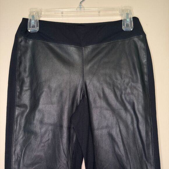 SOMA women's size small S black Smoothing Faux Leather ponte leggings pants - Picture 4 of 10
